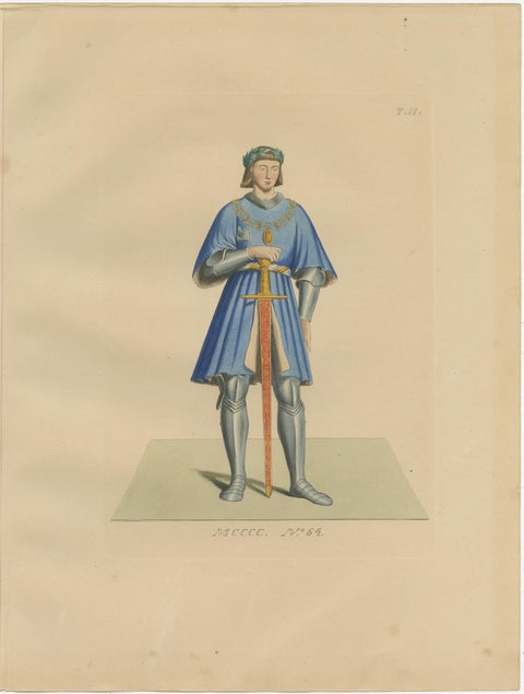 Set of 10 Hand-Colored Medieval Costume Prints by Paul Mercuri, Paris 1845, view 4