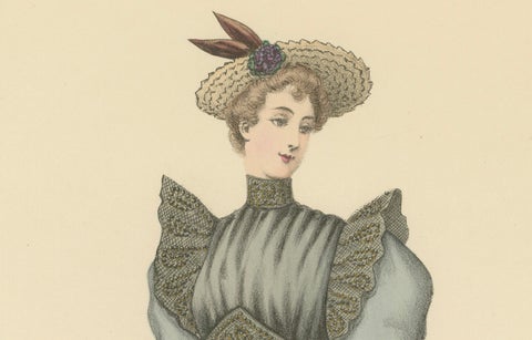Elegant Fashions of 1889: Lithographs by L. Michau and M. de Solar, close-up 1