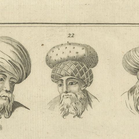 Antique Ottoman Turban Study, 18th Century Costume Headgear Engraving, ca.1774, close-up 6