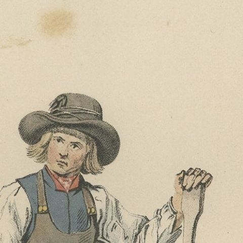 Antique Costume Print of Leksand in Sweden, circa 1864, close-up 2