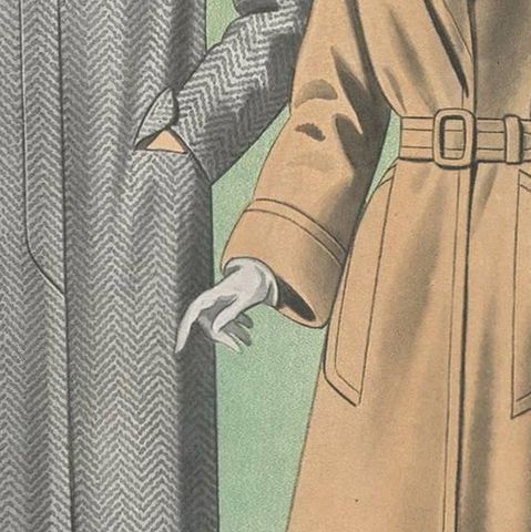 Vintage Fashion Print 'Pl.14205' Published in Ladies Styles, 1951, close-up 2