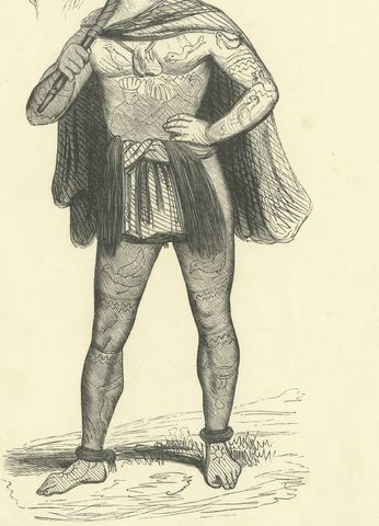 Native of Massacre Island, Antique Wahlen Costume Print, 1843-1844, close-up 1