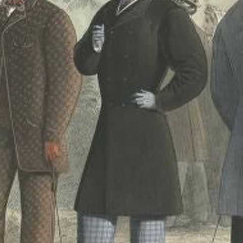 Large Antique Fashion Print, 1861, close-up 2
