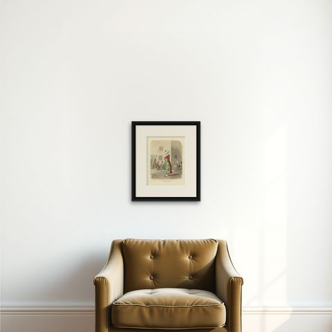 Italian Costume, Woman of Turin in Traditional Dress, 1835, shown framed on a wall