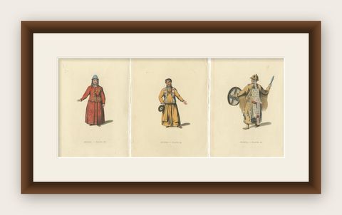 Bratzkian Attire and Shamanic Regalia in 19th Century Russian Engravings, 1814, shown framed