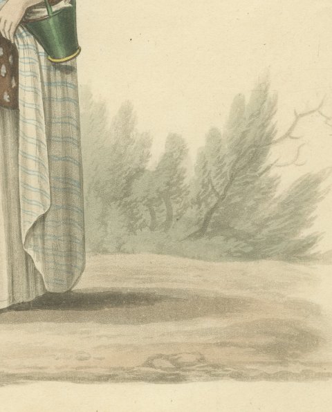 Woman near Rotterdam, Dutch Regional Dress, Antique Ackermann Print, 1817, close-up 3