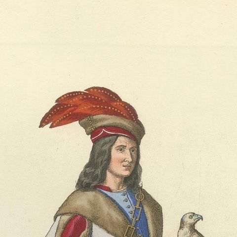 Antique Print of a Provencal Nobleman, 15th Century, by Bonnard, 1860, close-up 1