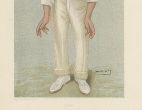 The Steady Batsman: Robert 'Bobby' Abel in Vanity Fair 1902 by 'Spy', close-up 1