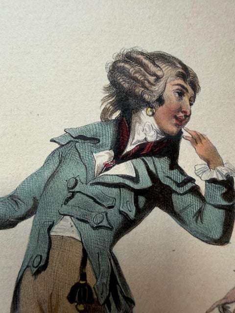 French Louis XVI Promenade Costume Lithograph, 1792, Published 1847, view 3