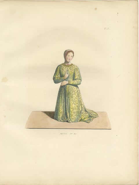 Costumes of a Knight, a Poet, and a Muse from Medieval Italy, Published in 1845, view 4