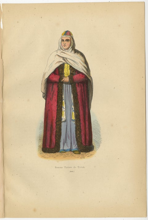 Elegant Tartar Woman from Tomek: 19th-Century Hand-Colored Portrait, view 2