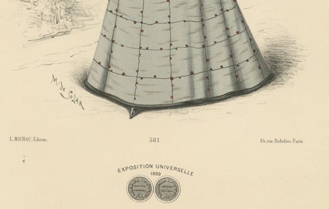 Victorian Refinement: Fashion Lithograph by L. Michau and M. de Solar, 1889, close-up 1