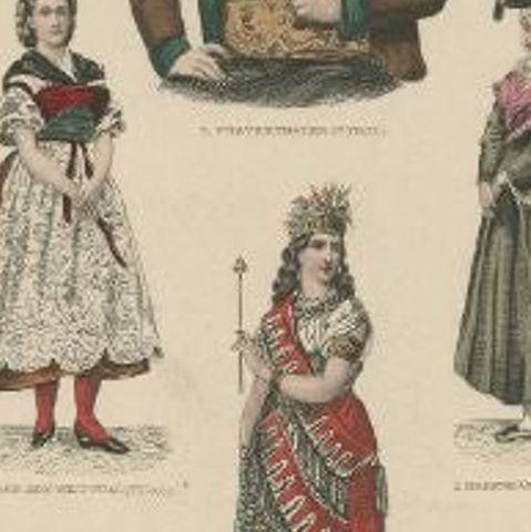 Antique Costume Print of Bayern, Tirol and More, c.1875, close-up 2