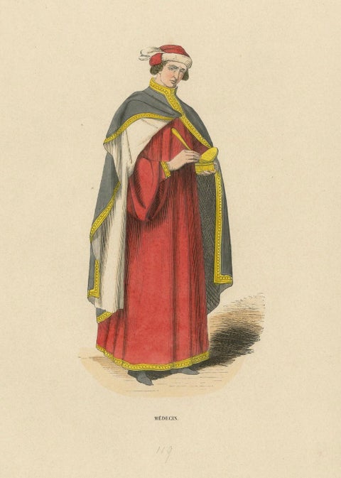 Attire of a Medieval Scholar: The Learned Physician of the Middle Ages, 1847, close-up 3