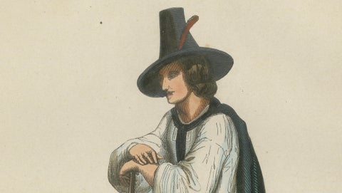 Tyrolean Hunter from the Ziller Valley - Antique Costume Lithograph, c.1852, close-up 2