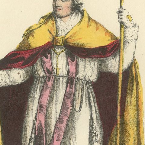 Lithograph of Évêque en Costume Pontifical (Bishop in Pontifical Robes), 1862, close-up 2