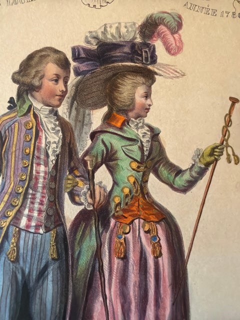 Louis XVI French Rococo Court Costume Lithograph, 1778, Published 1847, view 2