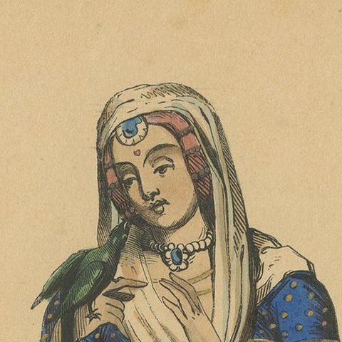 Antique Costume Print of a Young Lady of Mount Himalayas by Wahlen '1843', close-up 1