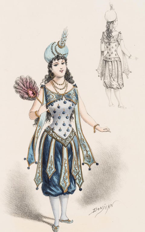 Antique Fashion Print, Lady in Oriental Costume by G. Donjean, c.1870, view 4