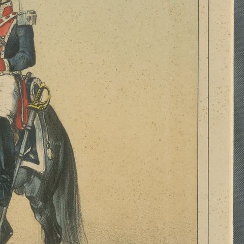 Spanish Cavalry Lithograph by José Villegas: Royal Bodyguards, 1861, close-up 6