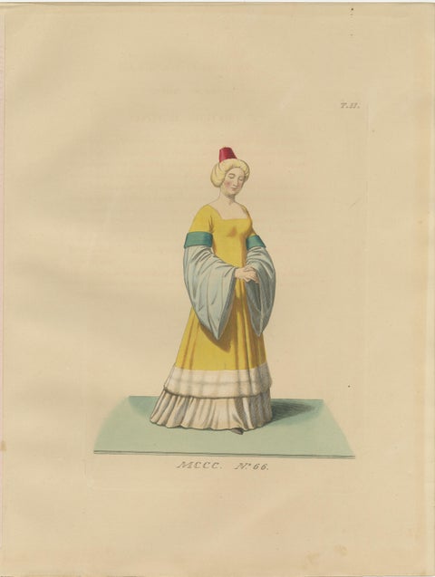 Set of 10 Hand-Colored Medieval Costume Prints by Paul Mercuri, Paris 1845, view 6