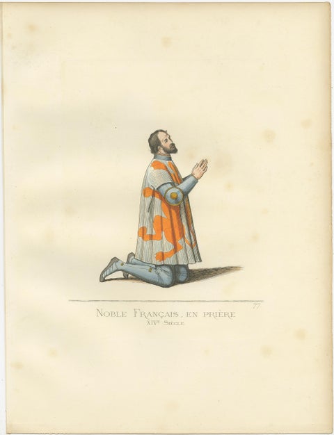 Set of 2 Antique Prints of a French Nobleman and Noblewoman, 'circa 1860', view 2