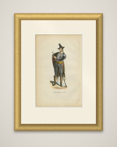 Spanish American from Mexico - Antique Costume Lithograph, c.1852, shown framed