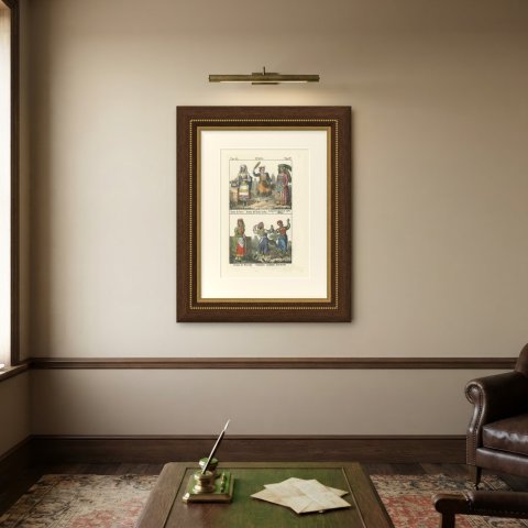 Women of Sora, Ischia, Lipari and Procida with Sicilian Dancers, 1842, shown framed on a wall