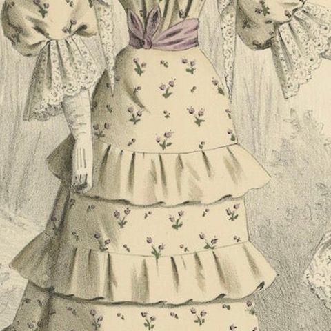 Victorian Fashion Flourishes: A Lithograph for the 1889 Exposition Universelle, close-up 6