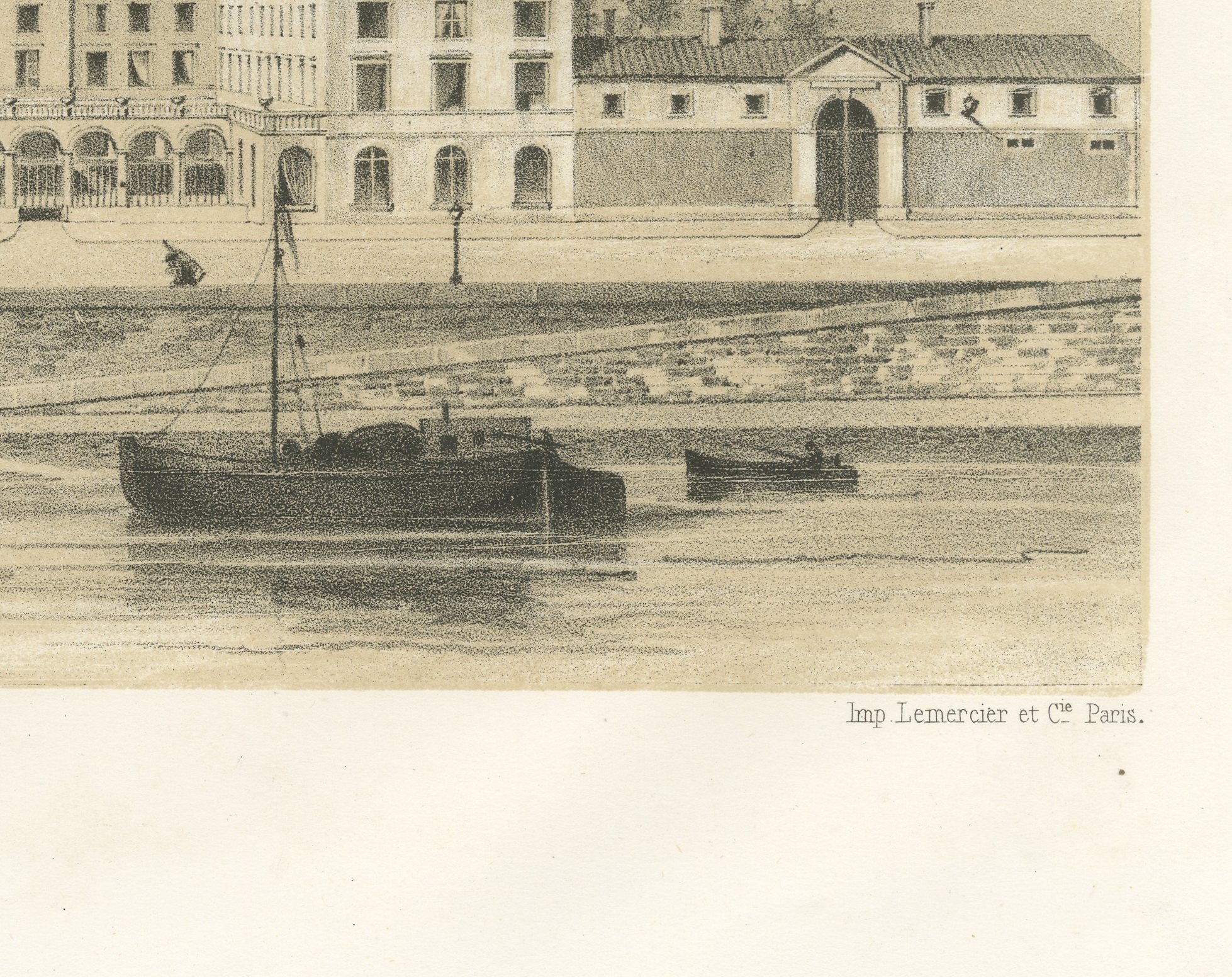 Lyon Veterinary School from the Saone, Antique French Print, 1873, view 5