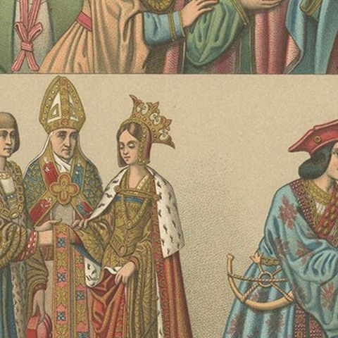 Pl 42 Antique Print of European 15th-16th Century Costumes by Racinet, close-up 2