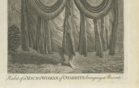 Tahitian Costume Engraving Pair, Otaheite Women, Pacific Voyages, c.1790, close-up 4