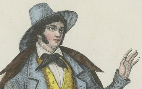 Cincinnati Costume Print, Antique Hand-Colored Lithograph, 1854, close-up 3