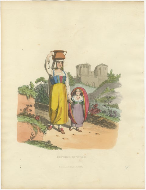 Tivoli Costumes & Temple of Vesta - 1819 Etching of Italian Heritage, view 2