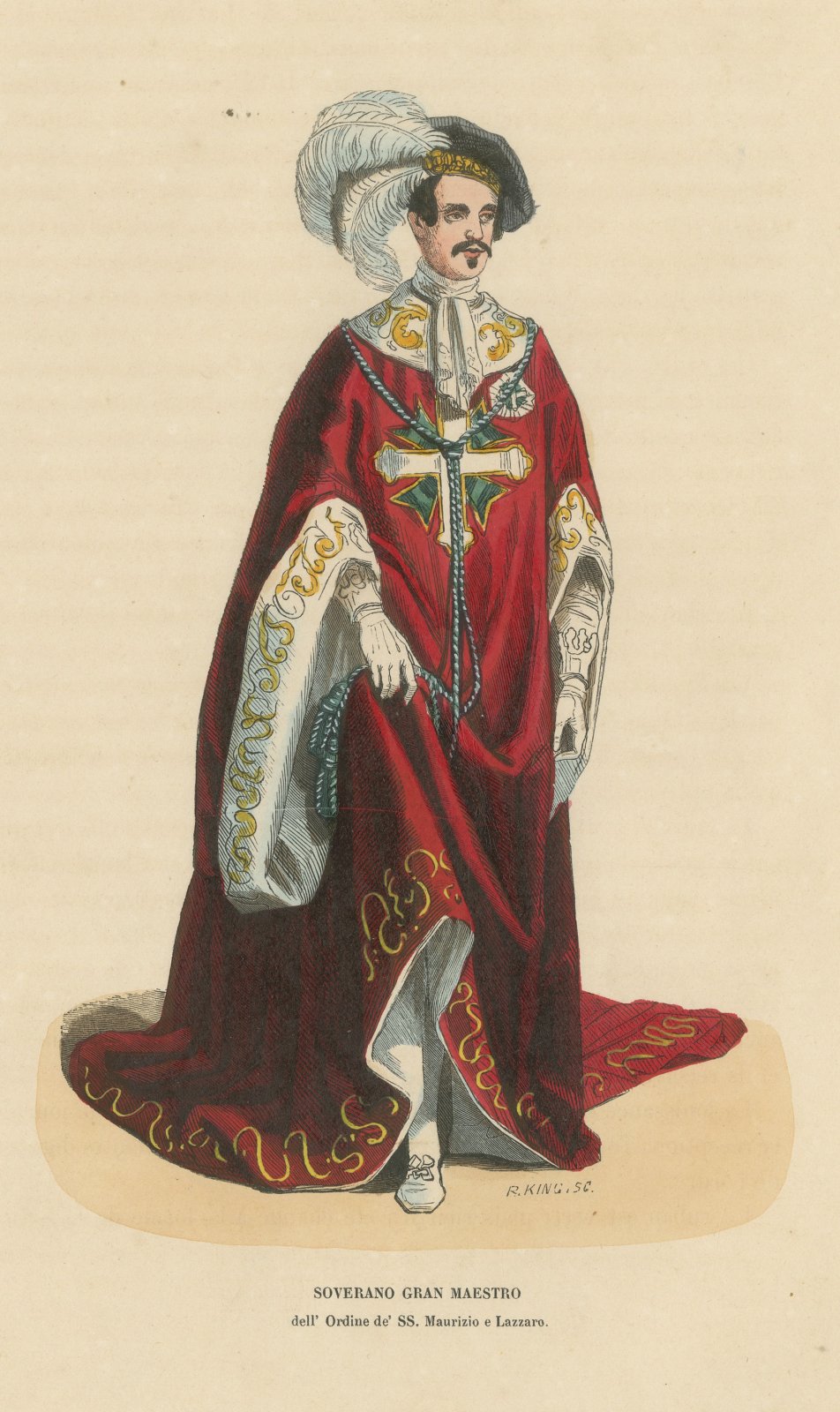 Sovereign Grand Master of Saints Maurice and Lazarus, Costume Plate, 1844