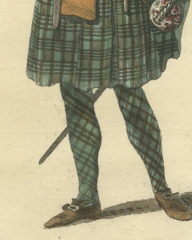 Gentleman in the Highlands of Scotland in 1745, Jefferys Costume Plate, 1757, close-up 2