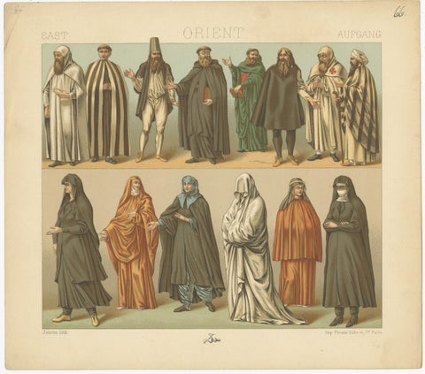 Pl. 66 Antique Print of Eastern Costumes by Racinet, 'circa 1880', view 4