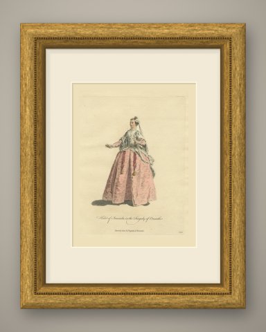 Imoinda in the Tragedy of Oroonoko, Front View, Georgian Stage, Jefferys 1757, shown framed